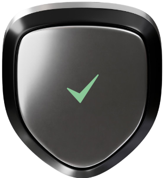 Shield icon with checkmark, cybersecurity verified badge