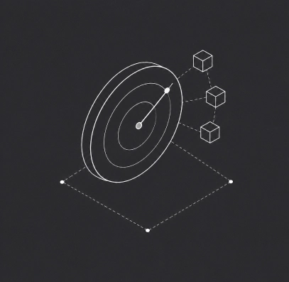 Illustration of a security dashboard with radar/scan icon