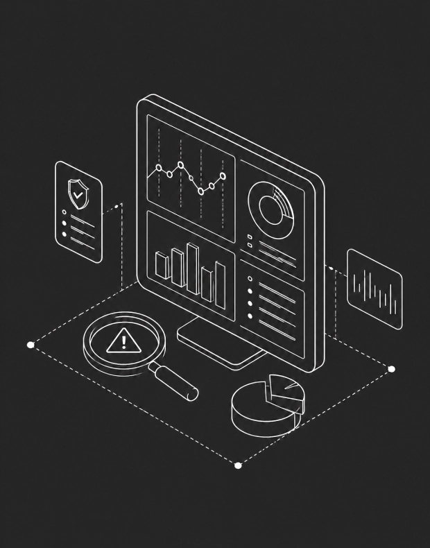 Isometric illustration of a dashboard/analytics feature
