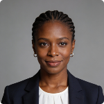 Professional headshot of a woman with braided hair in a dark blazer